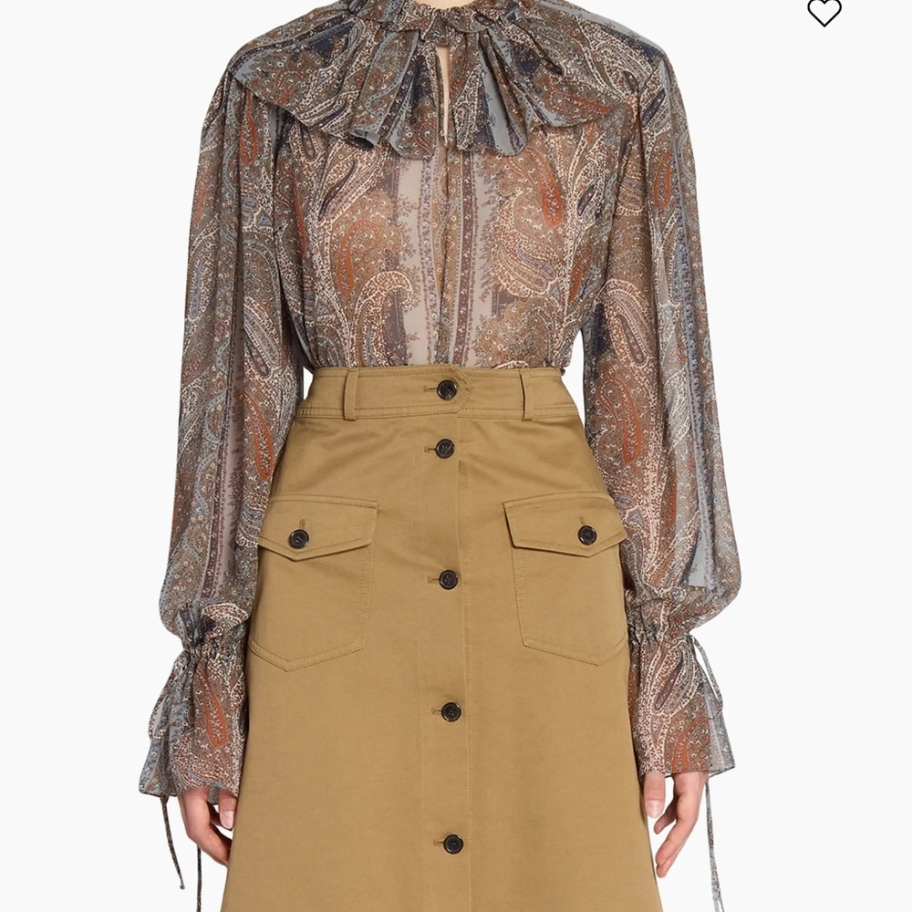 Saint Laurent Paisley Ruffle Skirt & Blouse Set